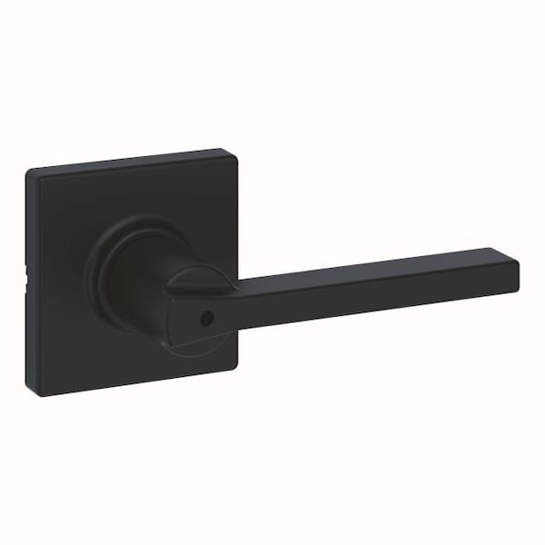 Casey Lever with Square Rose Privacy Door Lock with 6AL Latch and RCS Strike Matte Black Finish